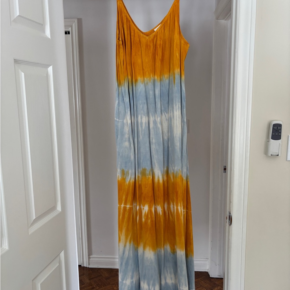 Tie-Dye Maxi Dress in Orange and Blue